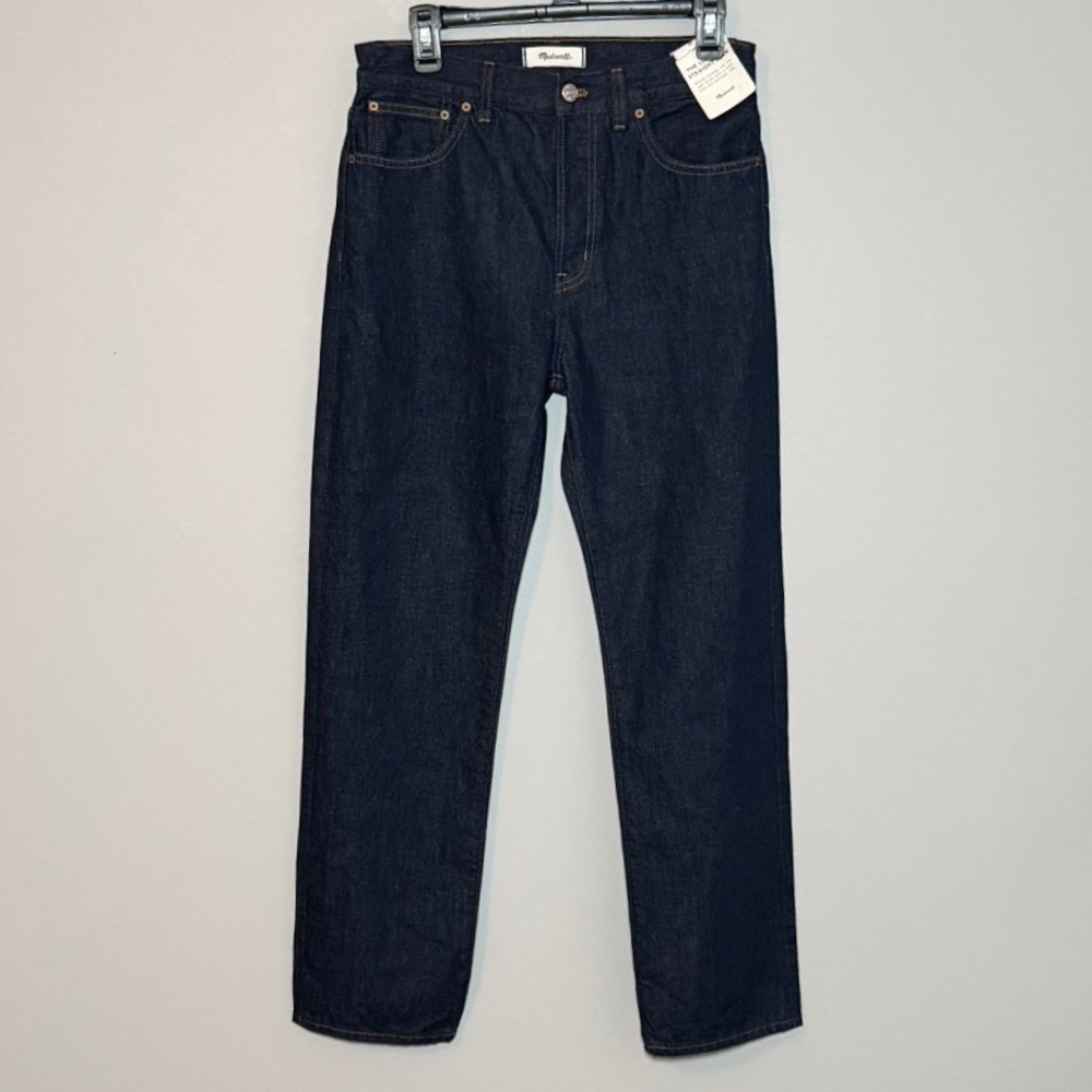 Madewell Longline Straight Jean Dark Indigo High Rise Button Fly 27 NX984 NWT